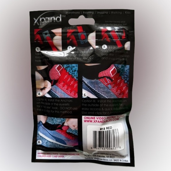 Xpand stretch no-tie laces - red NEW - Picture 2 of 2